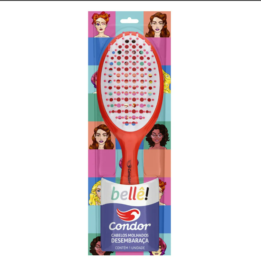ESCOVA CABELO CONDOR OVAL VERMELHO BELLE