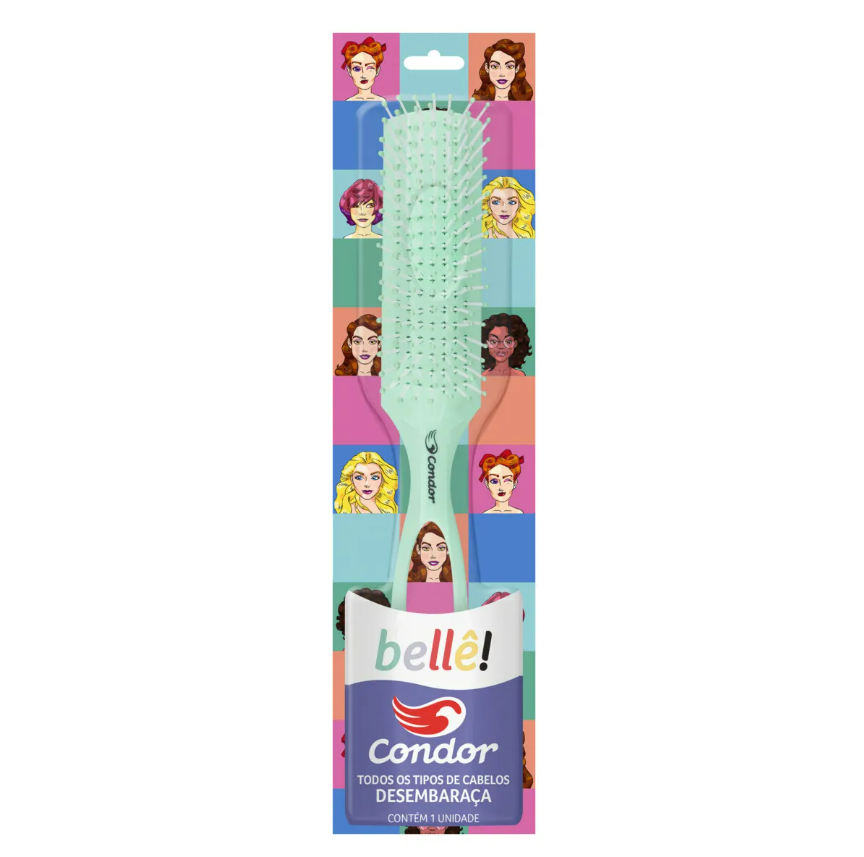 ESCOVA CABELO CONDOR PLANA VERDE BELLE