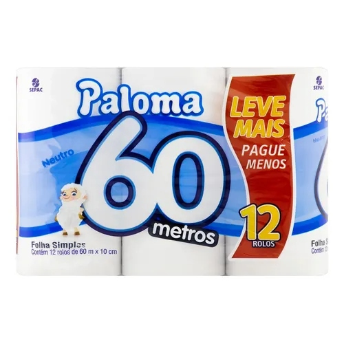 PAPEL HIGIÊNICO PALOMA 60M