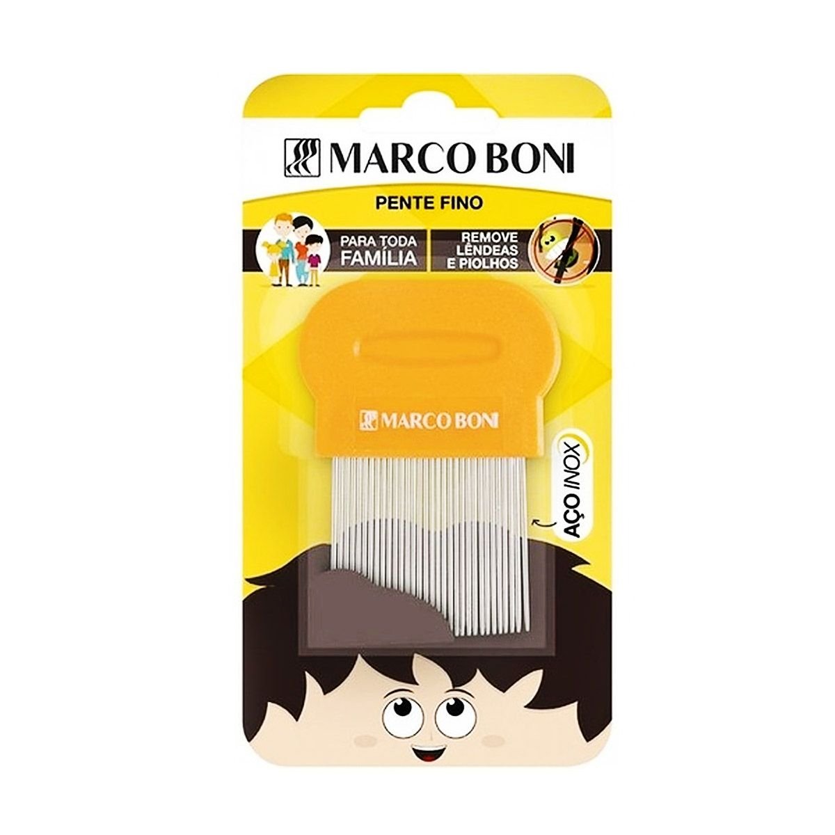 Pente fino de inox MARCO BONI p/ piolho
