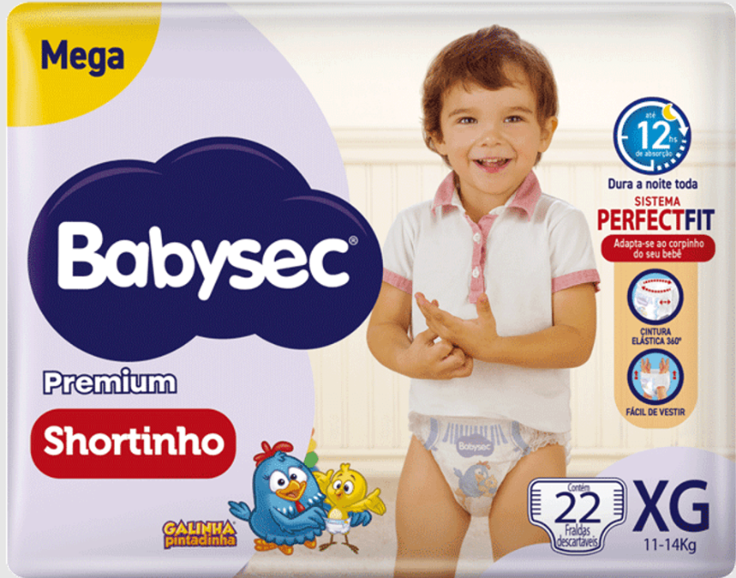 FRALDA BABYSEC SHORTINHO MEGA XG 22UN