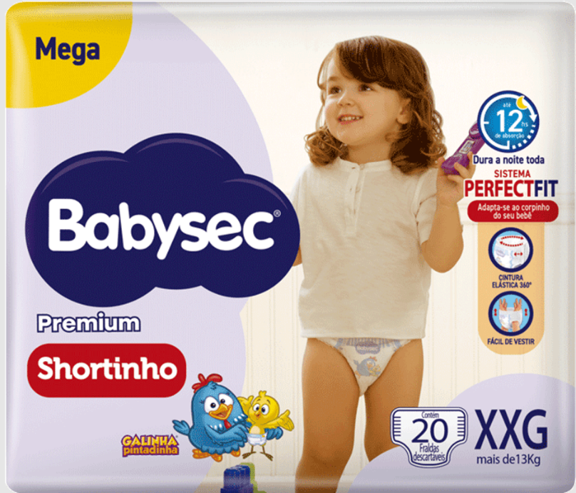 FRALDA BABYSEC SHORTINHO MEGA XXG 20UN