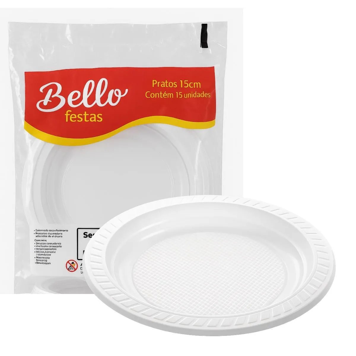 Prato descartável branco BELLA 15cm 10Un