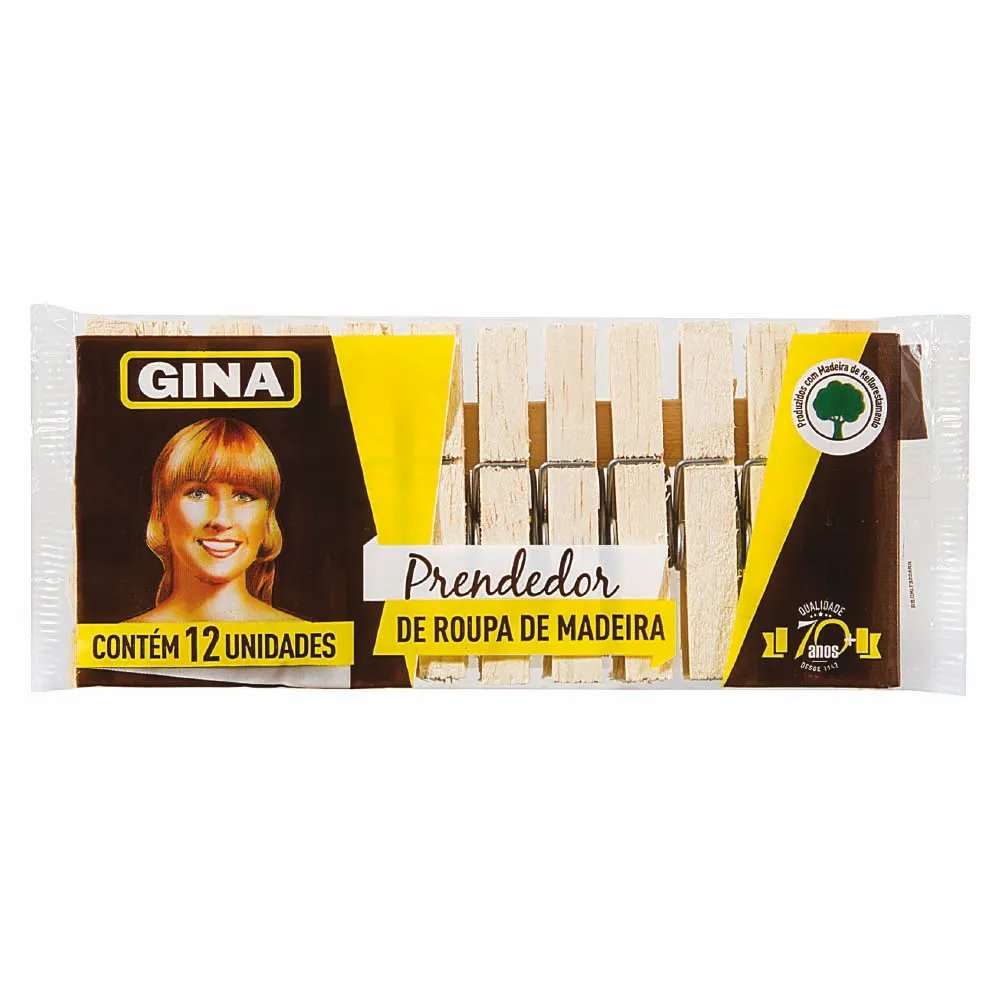 Prendedor de madeira GINA 12Un