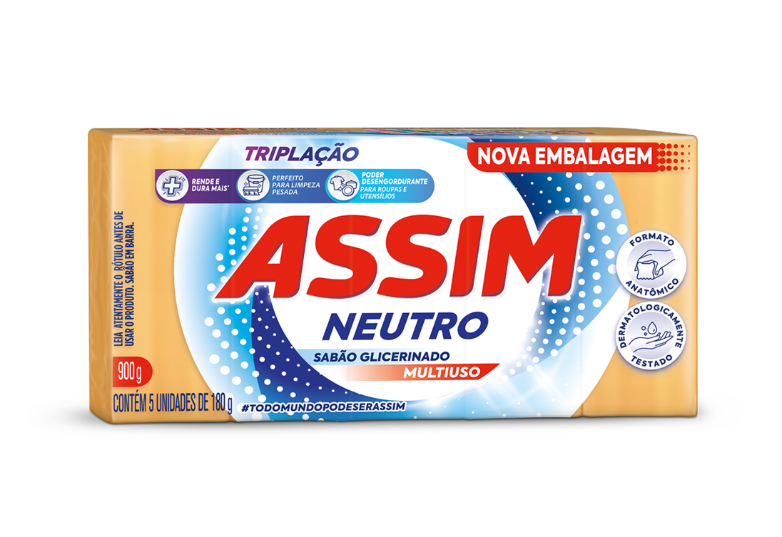 Sabão em barra ASSIM neutro 900G