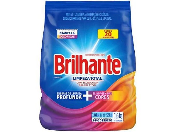 Sabão em pó BRILHANTE Limpeza Total 1,6KG