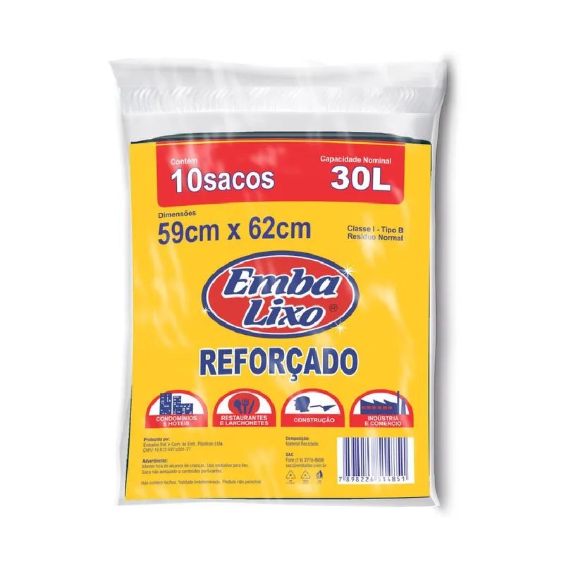 Saco de lixo EMBALIXO 10Un 30L