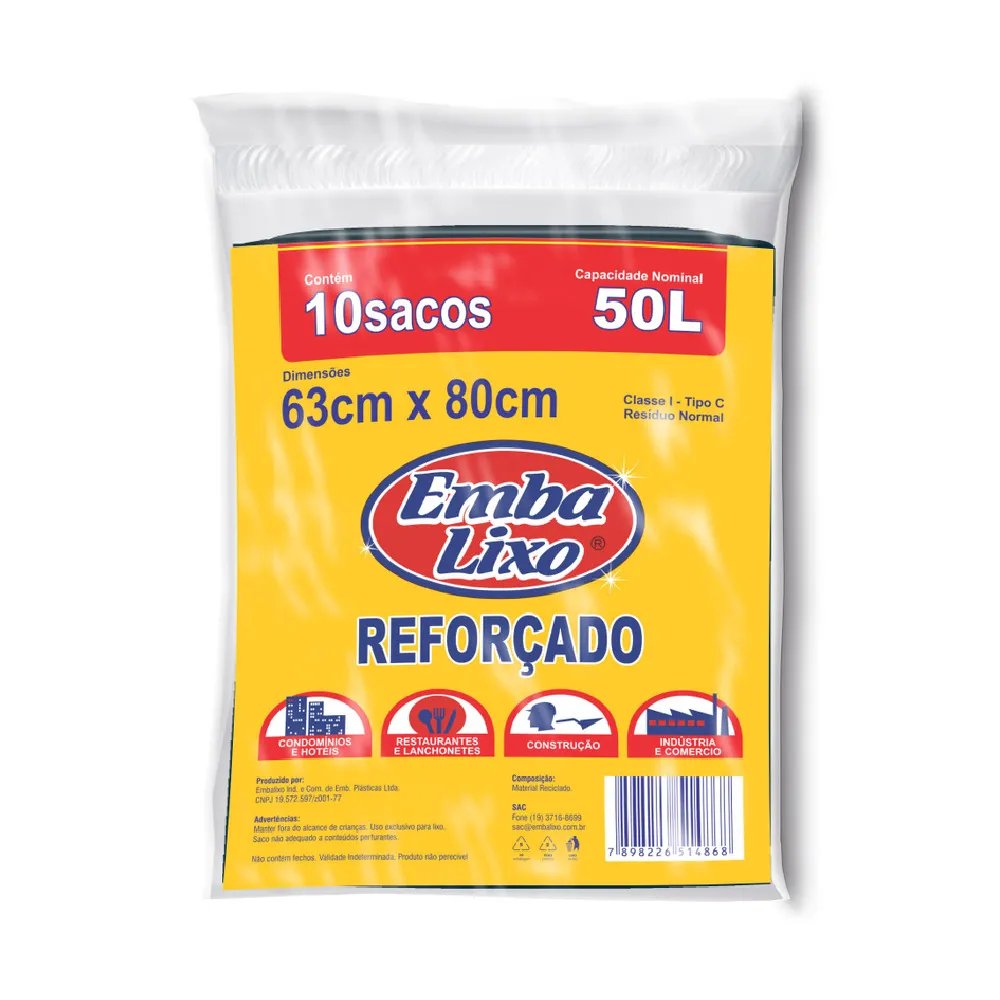 Saco de lixo EMBALIXO 10Un 50L