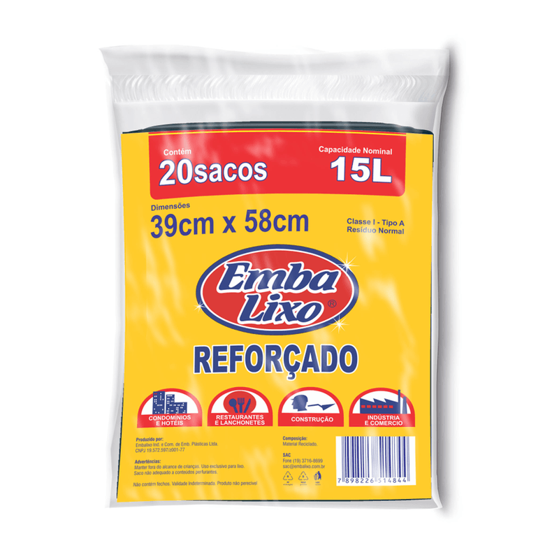 Saco de lixo EMBALIXO 20Un 15L