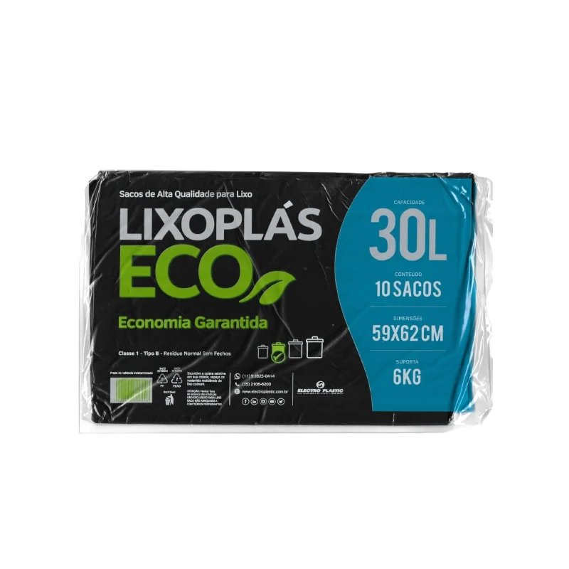 Saco de lixo LIXOPLÁS preto 30L
