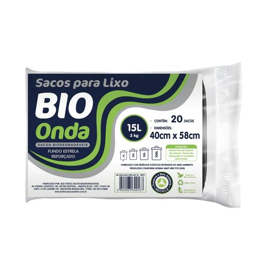 Saco de lixo BIO ONDA preto 15L