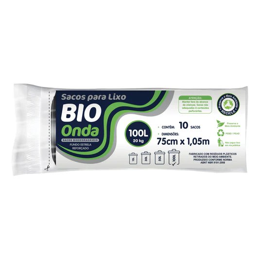 Saco de lixo BIO ONDA preto 100L