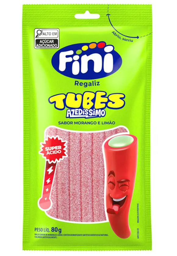 FINI TUBES SUPER ACIDO MORANGO/LIMAO 80G