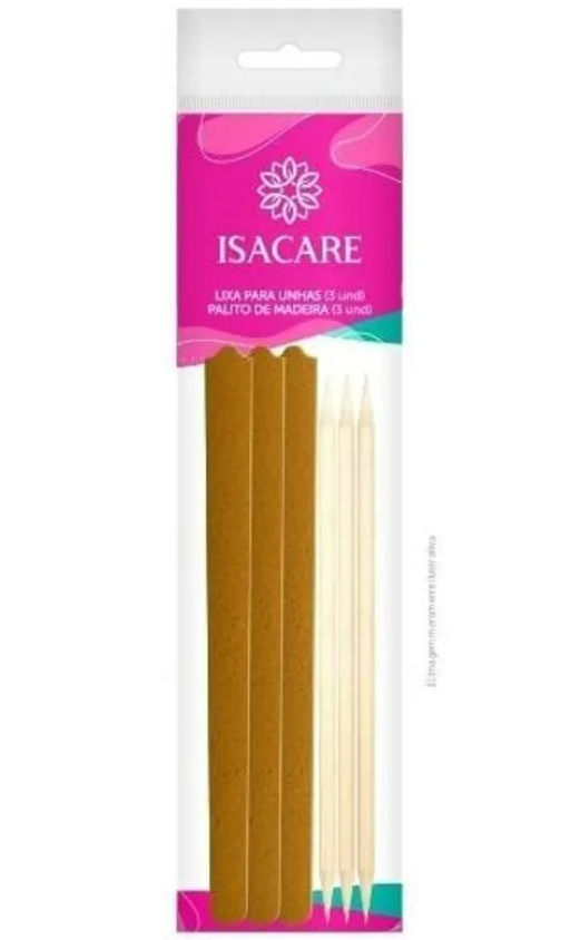 ISACARE BOTANIC KIT 3 LIXAS UNHA 3 PALITOS MADEIRA