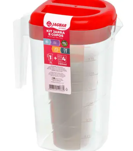 JARRA PLASTICA JAGUAR 2L C/4COPOS