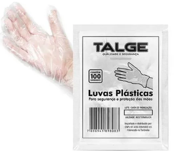 LUVA PLAST DESCARTAVEIS TALGE TAM UNICO