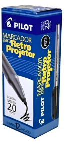 MARCADOR RETROPROJETOR PILOT 2.0 PRETO 