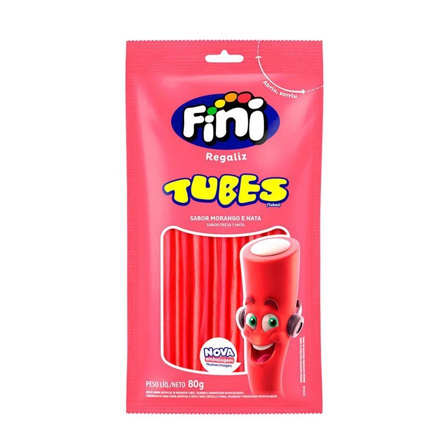 TUBES MORANGO FINI 80G	